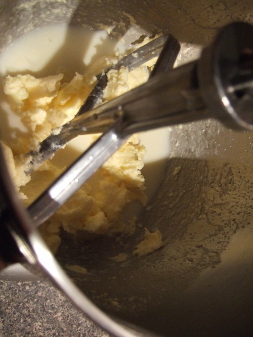 Here the cream has separated out into butter and buttermilk.